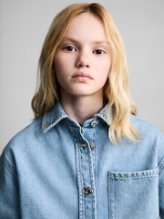 Mango Blue Crop Denim Jacket - Image 3 of 8