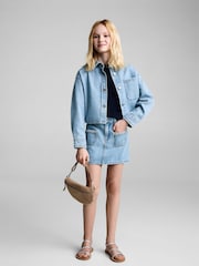 Mango Blue Crop Denim Jacket - Image 4 of 8