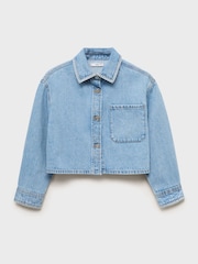 Mango Blue Crop Denim Jacket - Image 5 of 8