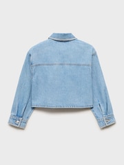 Mango Blue Crop Denim Jacket - Image 6 of 8