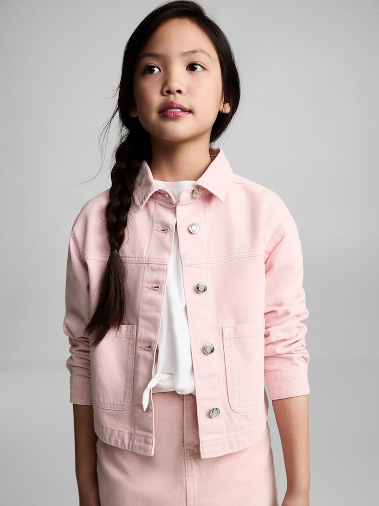 Mango Light Pink Denim Jacket - Image 1 of 6