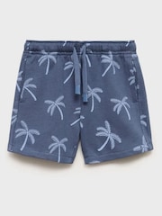 Mango Blue Printed 100% Cotton Sweat Shorts - Image 1 of 3