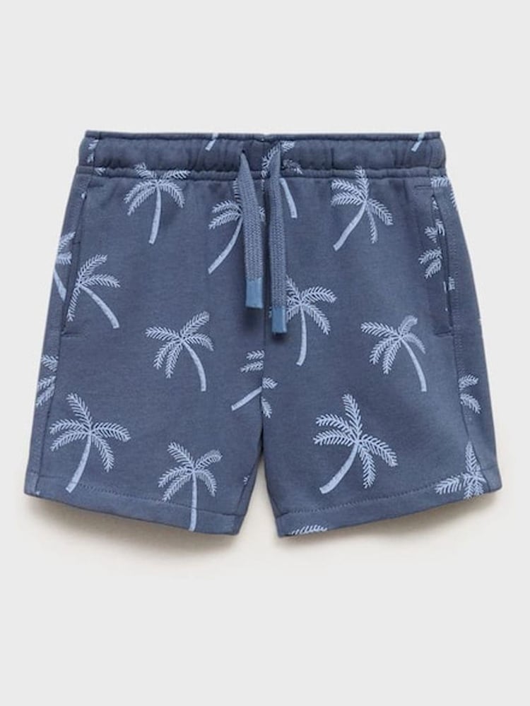 Mango Blue Printed 100% Cotton Sweat Shorts - Image 1 of 3