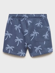 Mango Blue Printed 100% Cotton Sweat Shorts - Image 2 of 3