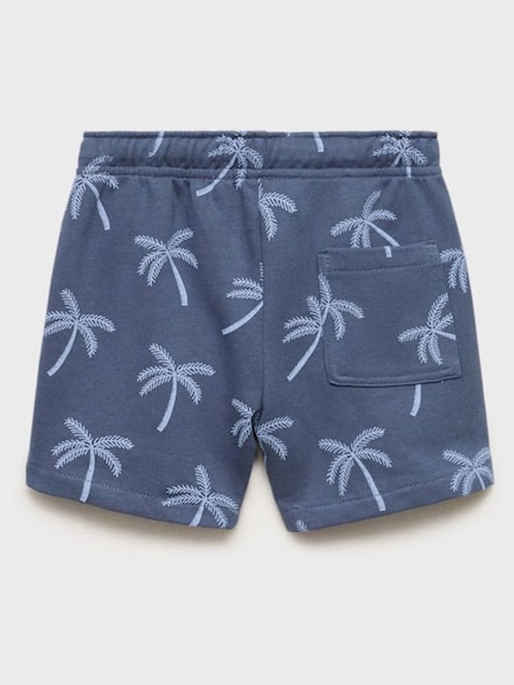 Mango Blue Printed 100% Cotton Sweat Shorts - Image 2 of 3