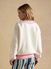 Joules Cream Cotton Rich Embroidered Varsity Sweatshirt - Image 2 of 7