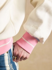 Joules Cream Cotton Rich Embroidered Varsity Sweatshirt - Image 5 of 7