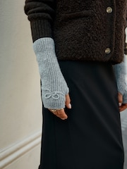 Bow Detail Grey Handwarmers Gloves - Image 4 of 4