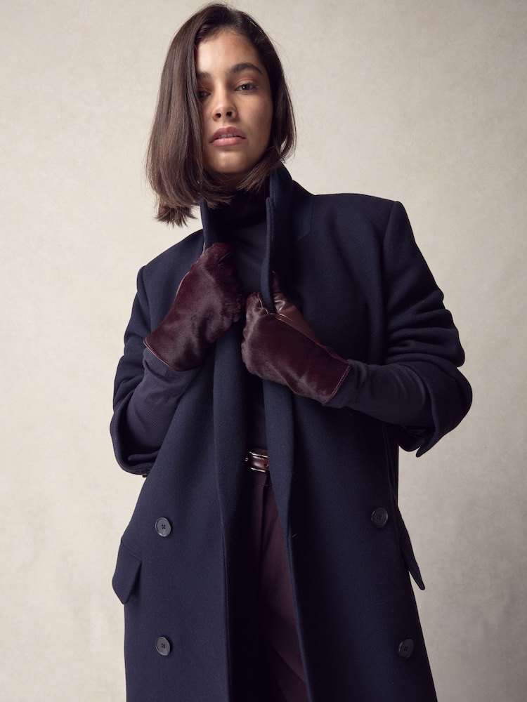 Berry Red Leather Hair On Gloves - Image 1 of 7