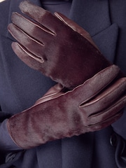 Berry Red Leather Hair On Gloves - Image 4 of 7