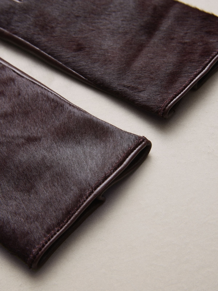 Berry Red Leather Hair On Gloves - Image 7 of 7