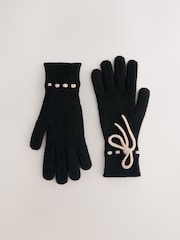 Monochrome 3D Bows Knitted Gloves 1 Pack - Image 4 of 6