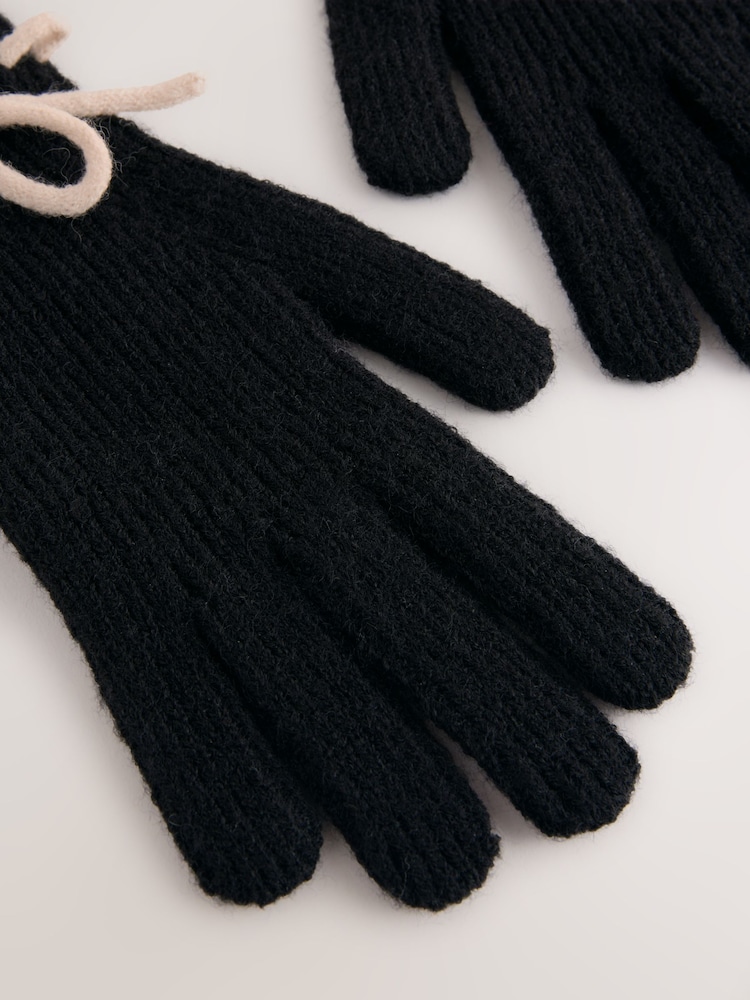 Monochrome 3D Bows Knitted Gloves 1 Pack - Image 6 of 6