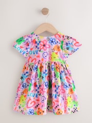 Multi Pink Graffiti Button Up Summer Dress (3mths-10yrs) - Image 2 of 4