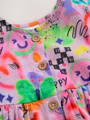 Multi Pink Graffiti Button Up Summer Dress (3mths-10yrs) - Image 3 of 4