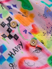 Multi Pink Graffiti Button Up Summer Dress (3mths-10yrs) - Image 4 of 4
