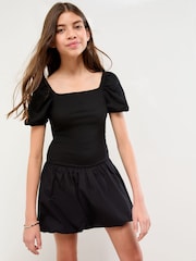 Lipsy Black Teen Jersey Puffball Dress (10-16yrs) - Image 1 of 4
