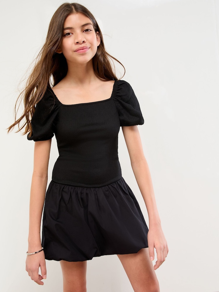 Lipsy Black Teen Jersey Puffball Dress (10-16yrs) - Image 1 of 4