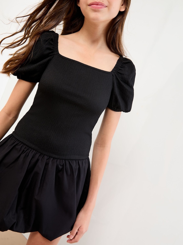 Lipsy Black Teen Jersey Puffball Dress (10-16yrs) - Image 2 of 4