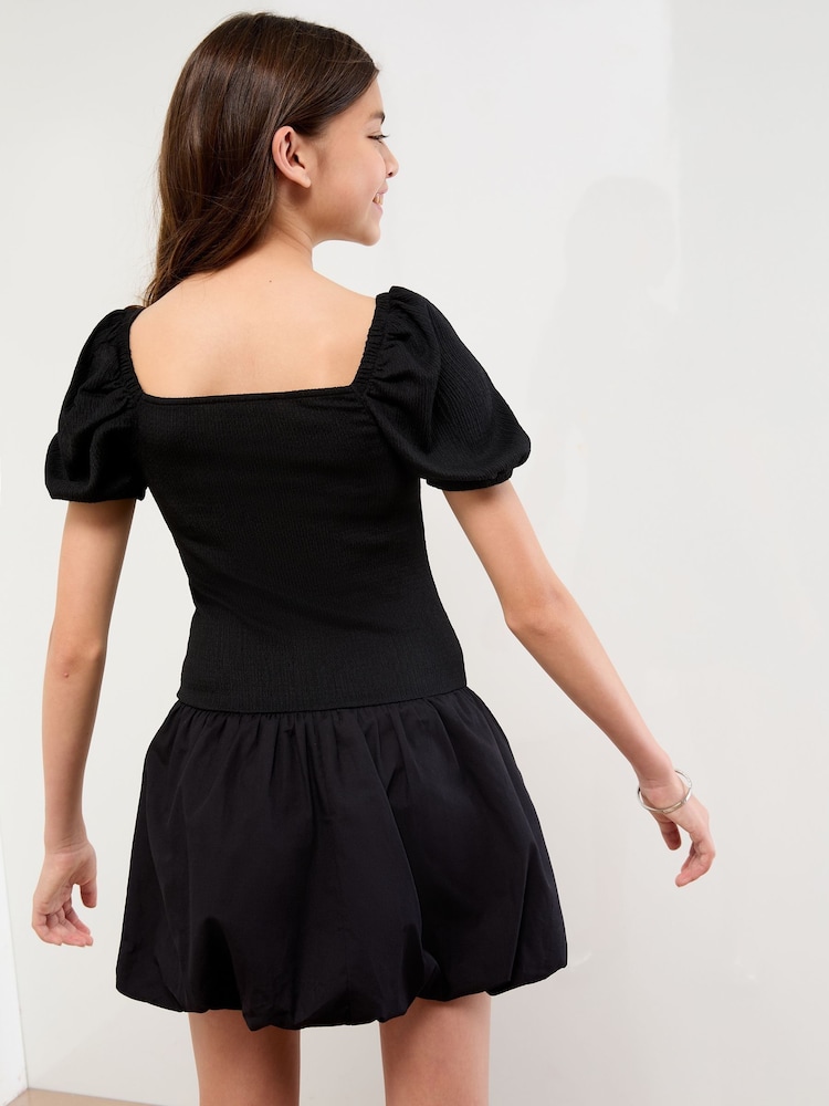 Lipsy Black Teen Jersey Puffball Dress (10-16yrs) - Image 4 of 4