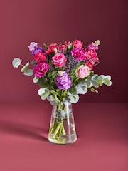 Pink/Purple Mathiola and Rose Fresh Flower Letterbox Bouquet - Image 1 of 1
