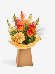 Orange Bloom Chrysanthemum and Rose Fresh Flower Bouquet In Gift Bag - Image 4 of 4