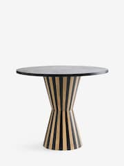 Rockett St George Black and Natural Striped Round Dining Table - Image 7 of 8
