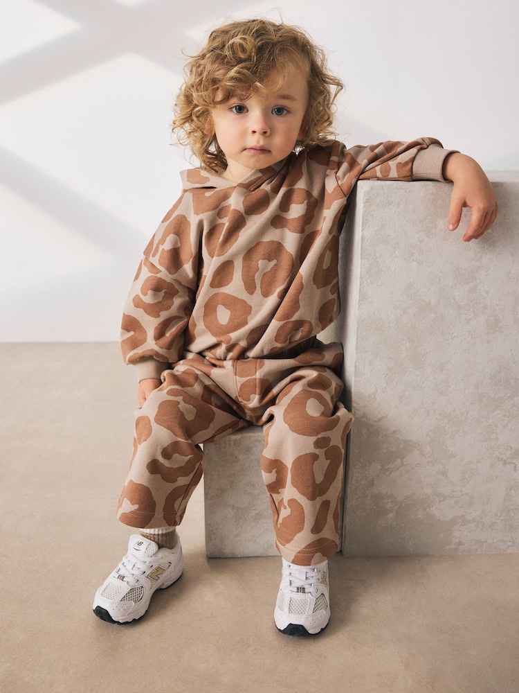 Tan Brown Animal Print Hoodie And Joggers Set (3mths-7yrs) - Image 4 of 4 Tan Brown Animal Print Hoodie And Joggers Set (3mths-7yrs) - Image 4 of 4