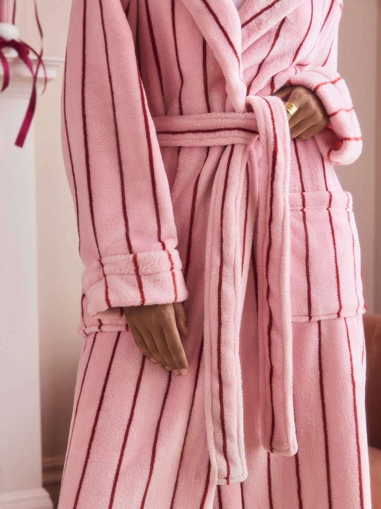 green and pink striped dressing gown Muslin Striped Robe S/M / Mustard Green main image 0