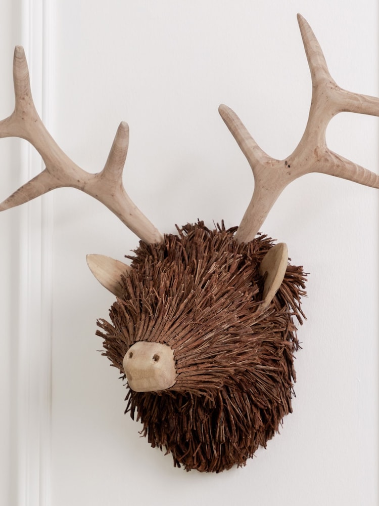 Voyage Maison Brown Stirling Stag Head Wall Mounted Wooden Sculpture - Image 2 of 6