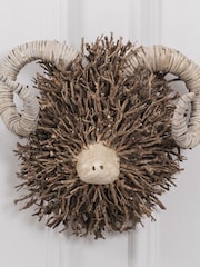 Voyage Maison Brown Beau Ram Head Wall Mounted Wooden Sculpture - Image 2 of 4