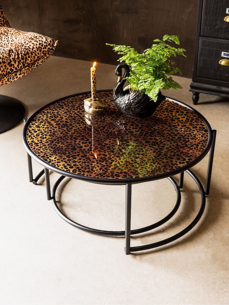 Rockett St George Leopard Print Coffee Nest - Image 4 of 4 Rockett St George Leopard Print Coffee Nest - Image 4 of 4