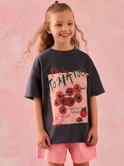 Dark Grey Oversized Graphic Print T-Shirt (3-16yrs) - Image 1 of 5