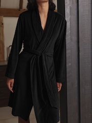Black Cosy Cord Dressing Gown - Image 4 of 9