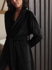 Black Cosy Cord Dressing Gown - Image 5 of 9