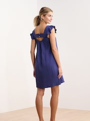 Hatley Blue Flutter Sleeve 100% Cotton Dress - Image 2 of 3