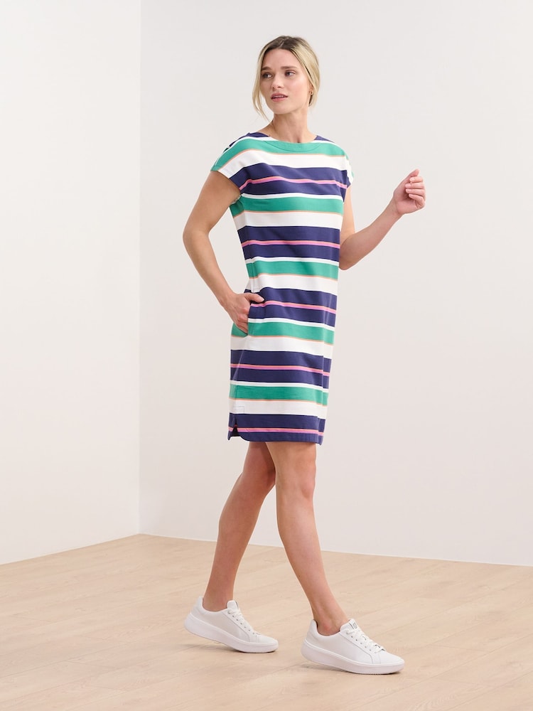 Hatley azul Spring Sea Stripe Capri 100% algodão Dress - Imagem 1 de 4