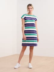 Hatley azul Spring Sea Stripe Capri 100% algodão Dress - Imagem 3 de 4