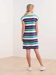 Hatley azul Spring Sea Stripe Capri 100% algodão Dress - Imagem 4 de 4