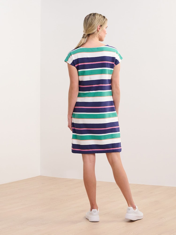 Hatley azul Spring Sea Stripe Capri 100% algodão Dress - Imagem 4 de 4