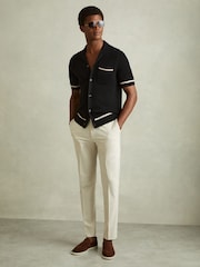 Reiss Black Albion Open-Stitch Cuban Collar Shirt - Image 5 of 6