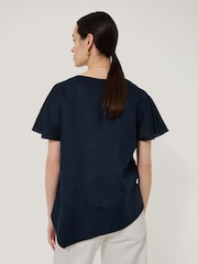 Jigsaw Blue Chrome 100% Linen Relaxed Top - Image 2 of 6