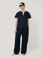 Jigsaw Blue Chrome 100% Linen Relaxed Top - Image 3 of 6