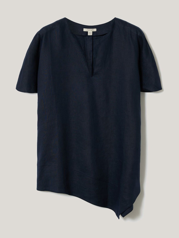 Jigsaw Blue Chrome 100% Linen Relaxed Top - Image 6 of 6