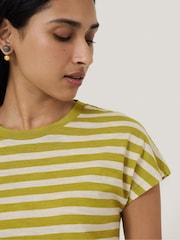 Jigsaw Green Slub Stripe Cap 100% Cotton Top - Image 2 of 5