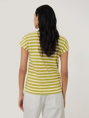 Jigsaw Green Slub Stripe Cap 100% Cotton Top - Image 4 of 5
