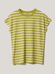 Jigsaw Green Slub Stripe Cap 100% Cotton Top - Image 5 of 5