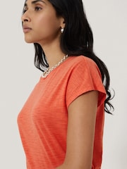 Jigsaw Orange Harlech Cap Sleeve 100% Cotton Top - Image 2 of 5