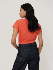 Jigsaw Orange Harlech Cap Sleeve 100% Cotton Top - Image 3 of 5