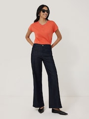 Jigsaw Orange Harlech Cap Sleeve 100% Cotton Top - Image 4 of 5